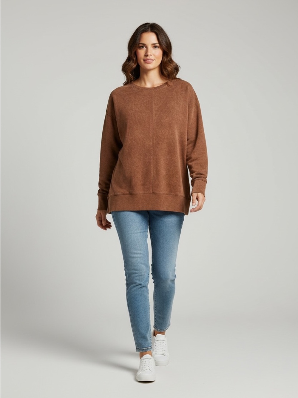 Cozy Pullover Sweatshirt - Brown
